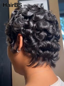 Glueless Wig pixie cut finger wave for black woman 100% Human Hair