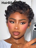 Lace front 13x4 wig Pixie wig finger wave 100% Human Hair