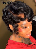 Buy 1 Get 1 Free  pixie wig machine made  2 color 100% Human Hair