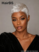Full lace wig white Pixie Cut 100% Human Hair 