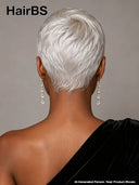 Full lace wig white Pixie Cut 100% Human Hair 