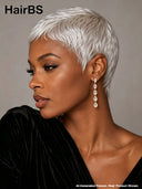 Full lace wig white Pixie Cut 100% Human Hair 