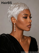 Full lace wig white Pixie Cut 100% Human Hair 