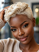 Full lace wig pixie cut blonde quick weave