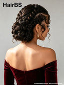 Full Lace wig black Pre-styled Updo With Braided