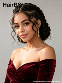 Full Lace wig black Pre-styled Updo With Braided