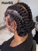 Full Lace wig black Pre-styled Updo With Braided