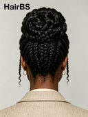 Full Lace wig braided style with bun
