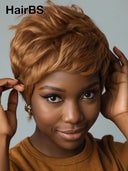 Full lace wig pixie brown for black woman