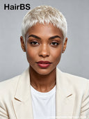 Full lace wig pixie cut silver 100% Human Hair