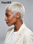 Full lace wig pixie cut silver 100% Human Hair