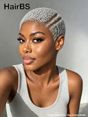 Full lace pixie cut wig afro gray