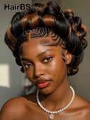 Full Lace wig banquet and wedding hairstyles updo Bridal Collection brown highlight Human Hair