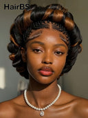 Full Lace wig banquet and wedding hairstyles updo Bridal Collection brown highlight Human Hair