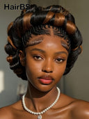 Full Lace wig banquet and wedding hairstyles updo Bridal Collection brown highlight Human Hair