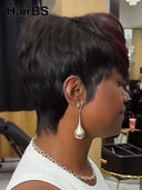 Glueless Wig pixie cut burgundy 1BT99J# 100% Human Hair