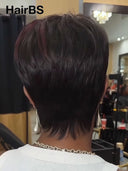 Glueless Wig pixie cut burgundy 1BT99J# 100% Human Hair