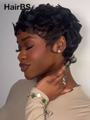 Ready to go glueless wig black pixie cut wig 100% Human Hair