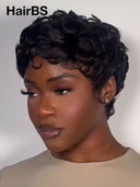 Ready to go glueless wig black pixie cut wig 100% Human Hair