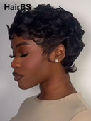 Ready to go glueless wig black pixie cut wig 100% Human Hair