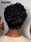 Ready to go glueless wig black pixie cut wig 100% Human Hair