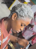 Lace front 13x6 Pixie wig gray quick weave