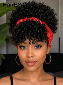 Glueless Wig curly wave headband wig pixie cut 100% Human Hair