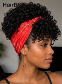Glueless Wig curly wave headband wig pixie cut 100% Human Hair
