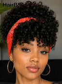 Glueless Wig curly wave headband wig pixie cut 100% Human Hair