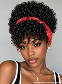 Glueless Wig curly wave headband wig pixie cut 100% Human Hair