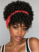 Glueless Wig curly wave headband wig pixie cut 100% Human Hair
