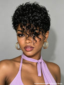 5x5 lace closure Wig curly wave black