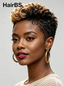 5x5 lace closure Wig Pixie cut honey highlight