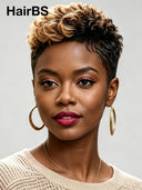 5x5 lace closure Wig Pixie cut honey highlight