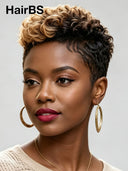 5x5 lace closure Wig Pixie cut honey highlight