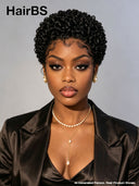 Lace front 13x4 pixie wig curly wave with baby Hair 
