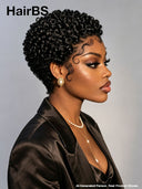 Lace front 13x4 pixie wig curly wave with baby Hair 