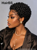 Lace front 13x4 pixie wig curly wave with baby Hair 