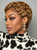 Lace front 13x4 color honey pixie side part wig Quick weave 