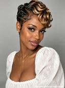 Lace front 13x4 color honey highlight pixie 

