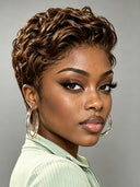 Lace front 13x4 pixie wig Quick weave black or brown