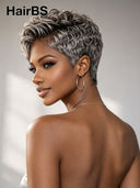 Lace front 13x4 Pixie wig silver quick weave