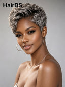 Lace front 13x4 Pixie wig silver quick weave