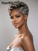Lace front 13x4 Pixie wig silver quick weave