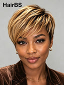 Lace front 13x4 pixie wig honey highlight straight