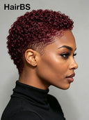 Lace front 13x6 Pixie wig curly burgundy for black woman 
