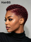 Lace front 13x6 Pixie wig curly burgundy for black woman 