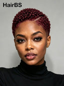 Lace front 13x6 Pixie wig curly burgundy for black woman 