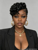 Lace front 13x4 pixie wig Quick weave black for black women