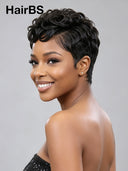 Lace front 13x4 Pixie wig black wavy